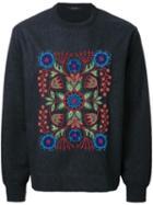 Taakk Floral Embroidery Jumper, Men's, Size: 2, Grey, Wool