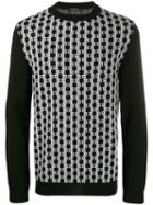 Balmain Monogram Print Knitted Sweater - Black