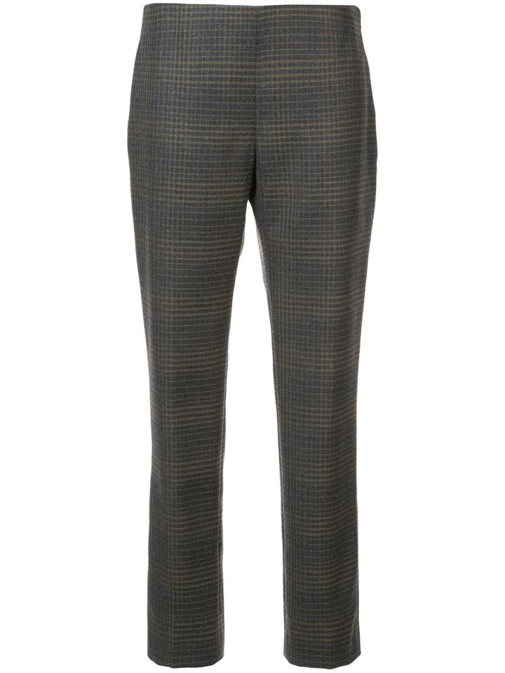 Carolina Herrera - Tartan Straight Leg Trousers - Women - Silk/wool - 12, Grey, Silk/wool