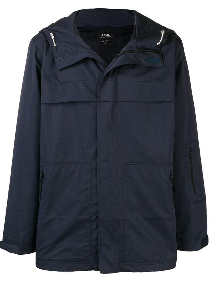A.p.c. Hooded Lightweight Jacket - Blue