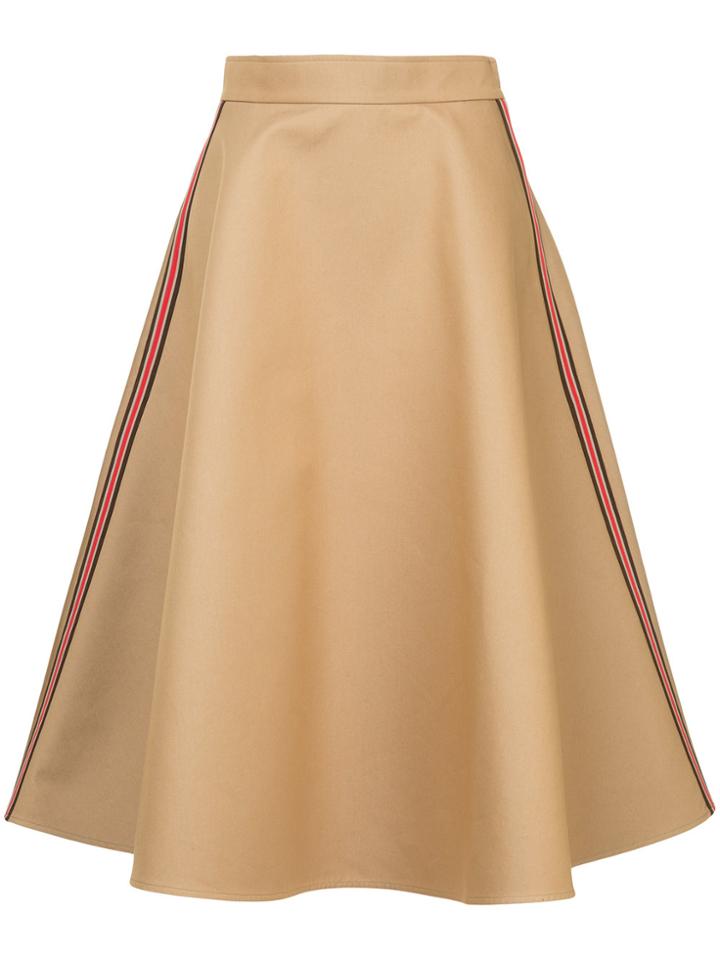 Goen.j Side Stripe Flared Midi Skirt - Brown