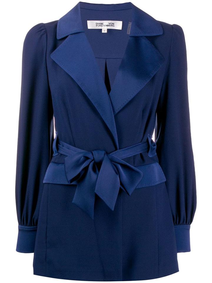 Dvf Diane Von Furstenberg Stassie Satin Crepe Drawstring Jacket - Blue