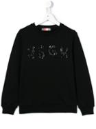 Msgm Kids Embellished Logo Sweatshirt, Girl's, Size: 8 Yrs, Black