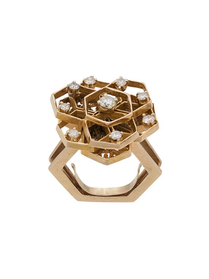 Katheleys Pre-owned 1970s Geometric Cutout Ring - Gold/diamond