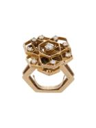 Katheleys Pre-owned 1970s Geometric Cutout Ring - Gold/diamond