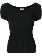 Chanel Pre-owned Ribbed Cc T-shirt - Black