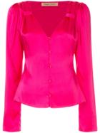 Maggie Marilyn V-neck Button Blouse - Pink & Purple