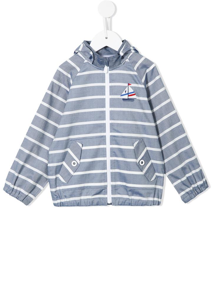 Familiar - Striped Hooded Jacket - Kids - Cotton - 2 Yrs, Blue