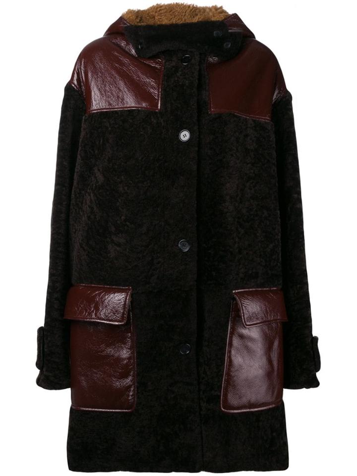 Marni Oversized Hooded Coat - Brown
