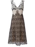 Ermanno Scervino V-neck Lace Dress, Women's, Size: 46, Black, Silk/polyamide