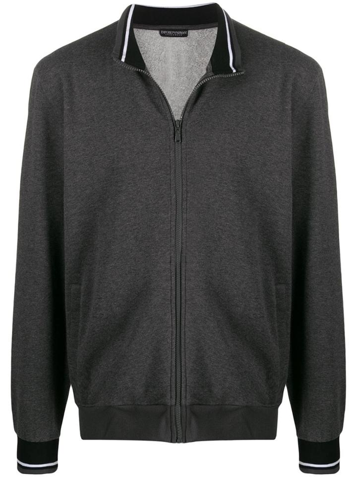 Emporio Armani Zipped Logo Sweater - Grey