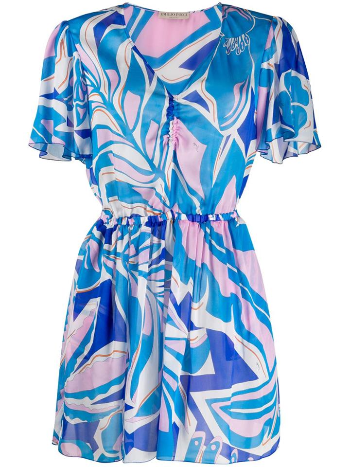 Emilio Pucci Printed Short Beach Dress - Blue