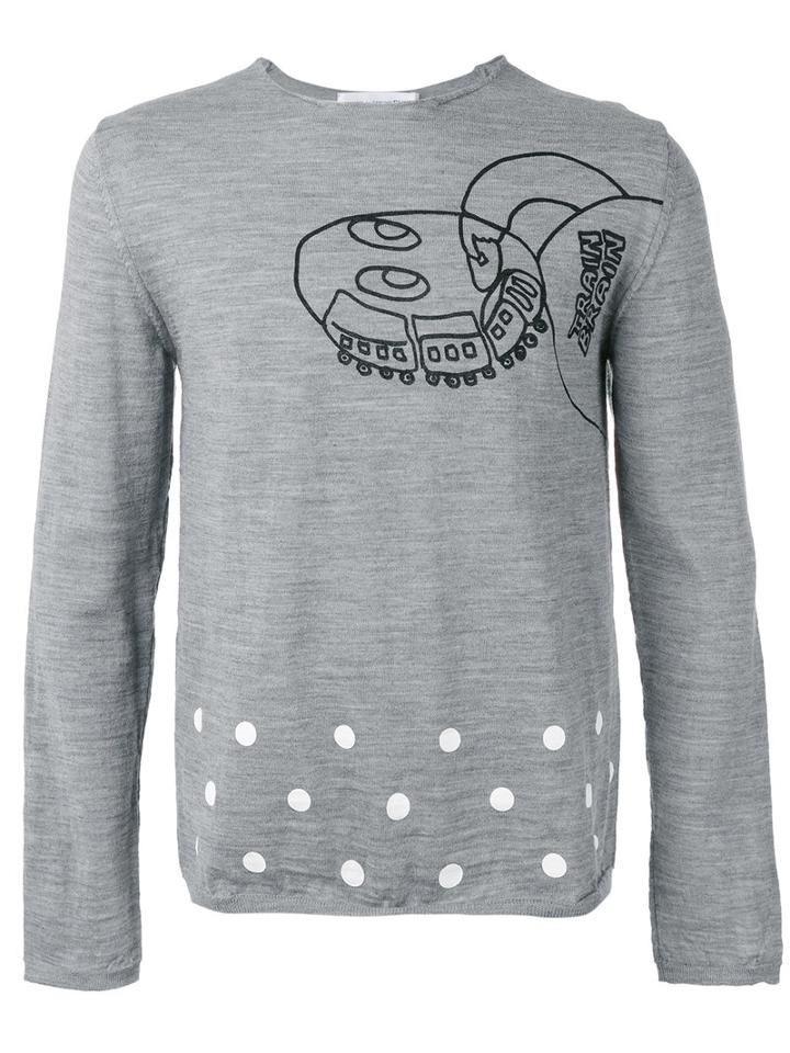 Comme Des Garçons Shirt - Robot Print Sweater - Men - Wool - Xl, Grey, Wool