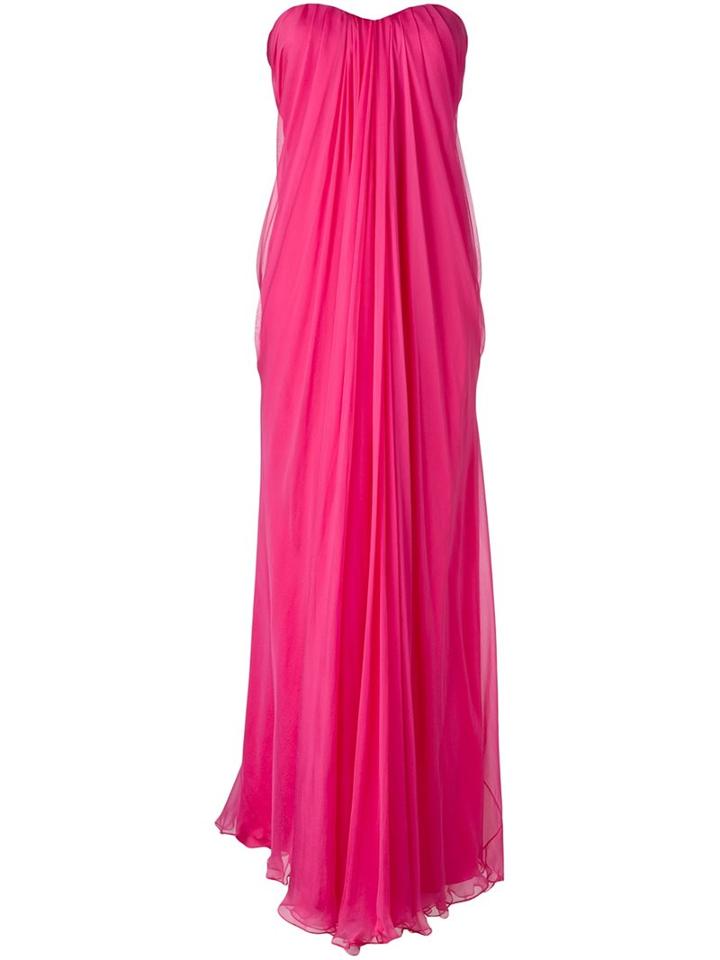 Alexander Mcqueen Draped Bustier Evening Dress, Women's, Size: 40, Pink/purple, Silk/polyamide/spandex/elastane