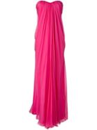 Alexander Mcqueen Draped Bustier Evening Dress, Women's, Size: 40, Pink/purple, Silk/polyamide/spandex/elastane