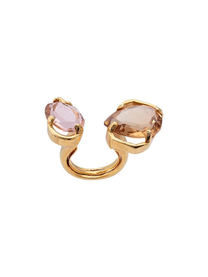 Oscar De La Renta Crystal Open Ring - Gold