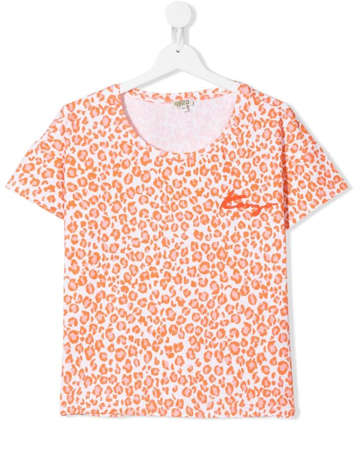 Kenzo Kids Teen Leopard Print T-shirt - White