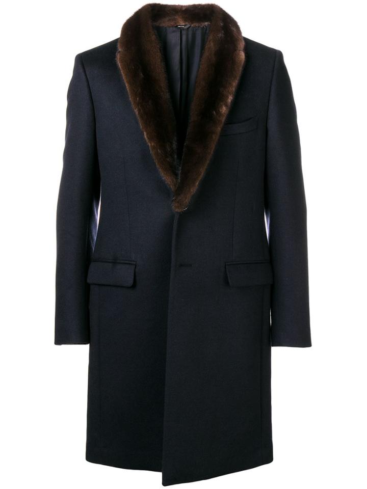Fendi Fur Collar Coat - Blue