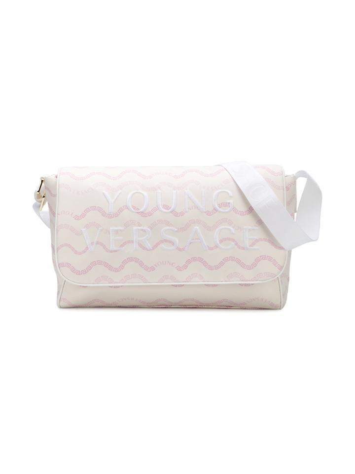 Young Versace Logo Embroidered Changing Bag - Pink & Purple