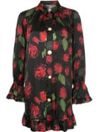 Mother Of Pearl Rose Printed Dress - Black