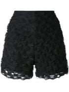 Federica Tosi - Textured Wave Shorts - Women - Cotton/polyester/polyurethane/viscose - M, Black, Cotton/polyester/polyurethane/viscose