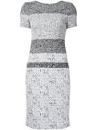 Carolina Herrera Striped Shortsleeved Dress, Women's, Size: 8, Black, Cotton/viscose/polyester/polyamide