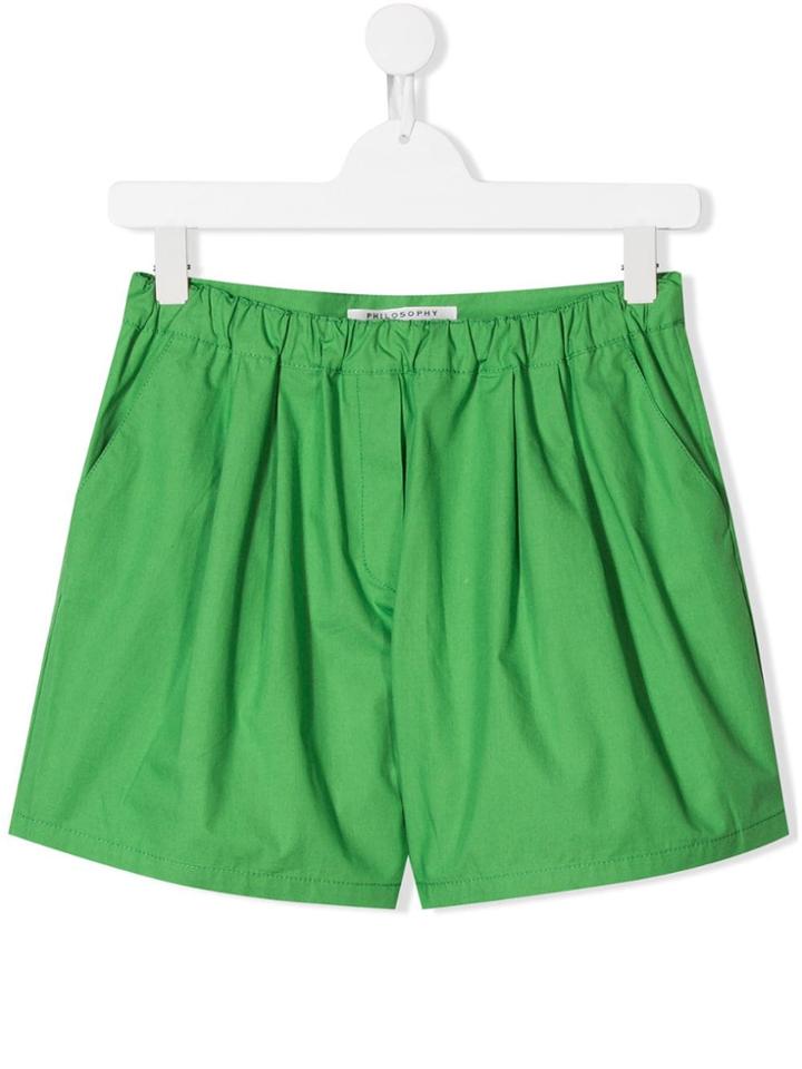 Philosophy Di Lorenzo Serafini Kids Teen Ruched Shorts - Green