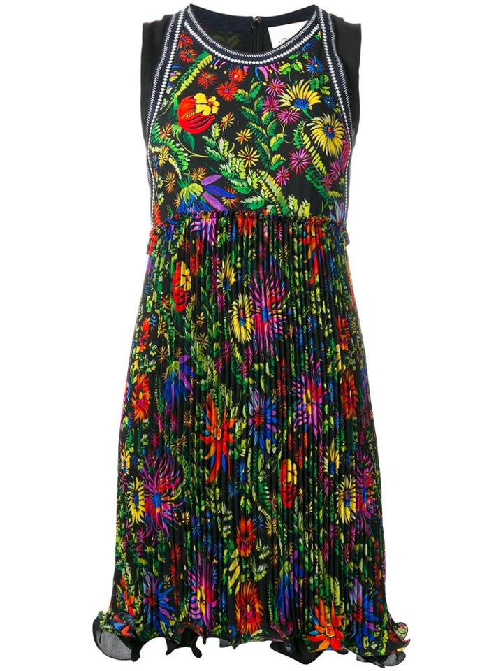 3.1 Phillip Lim Floral Pleated Detail Dress - Black