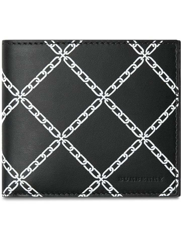 Burberry Link Print Bi-fold Wallet - Black