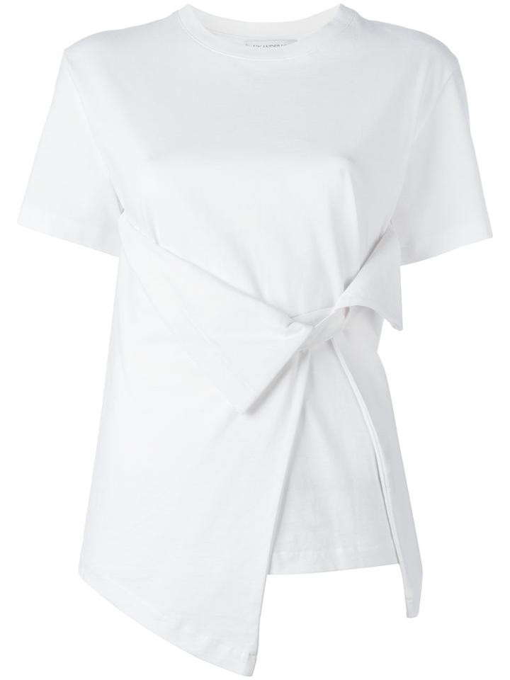 J.w.anderson Asymmetric Knot Detail T-shirt, Women's, Size: Medium, White, Cotton