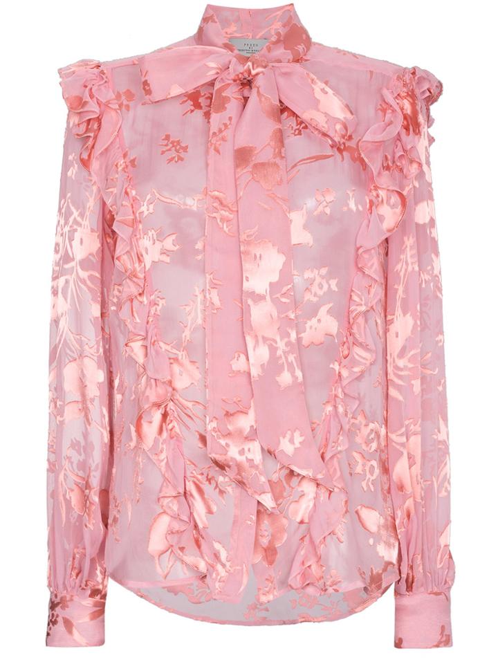 Preen By Thornton Bregazzi Floral Pussy Bow Blouse - Pink & Purple