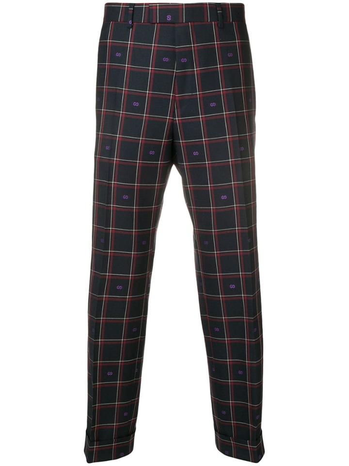 Gucci Interlocking G Check Trousers - Blue