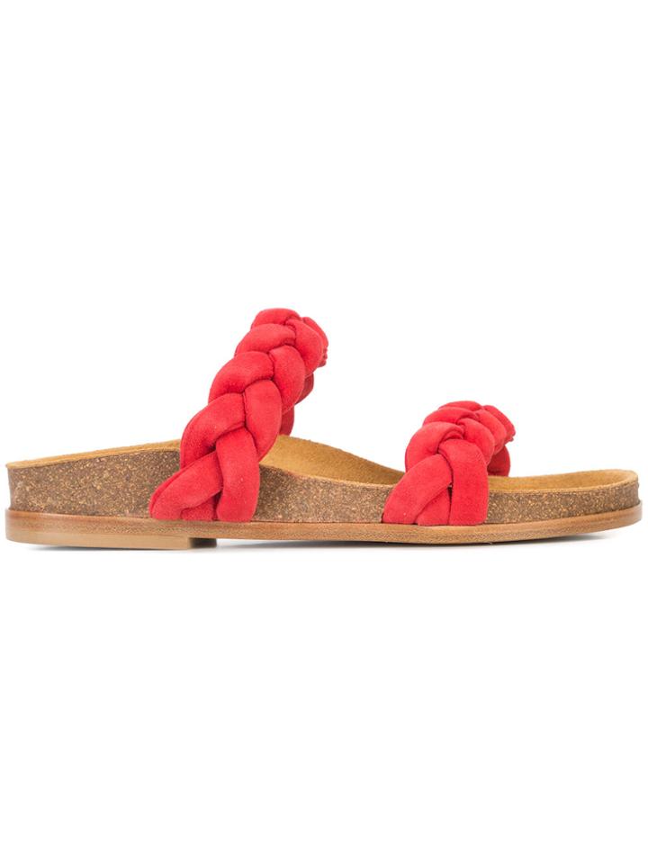 Oscar De La Renta Braided Slides - Red
