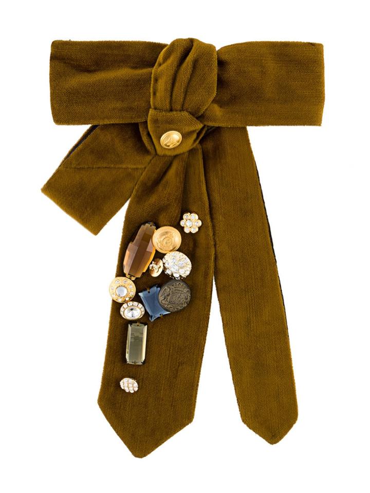 Antonia Zander Velvet Embellished Bow Pin - Unavailable