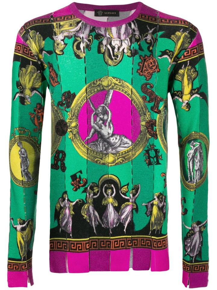 Versace Baroque Knit Jumper - Green