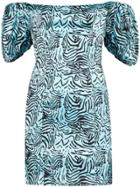 De La Vali Guadalupe Printed Mini Dress - Blue