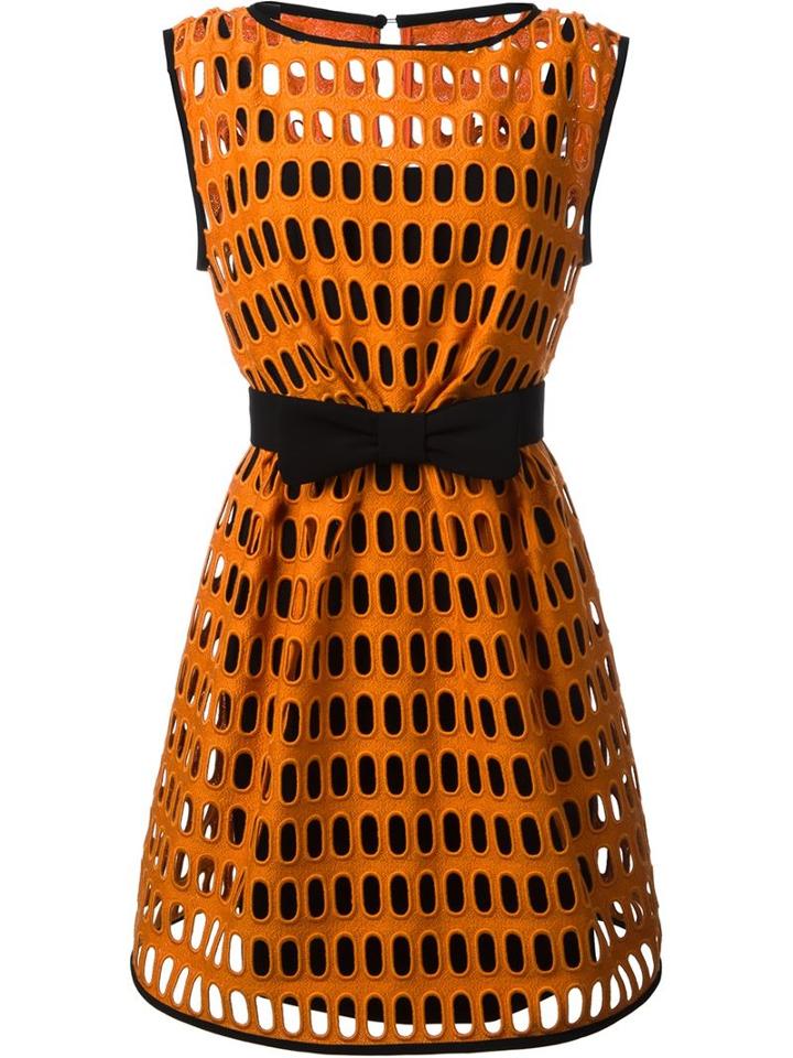 Moschino - Macrame Open Lace Dress - Women - Cotton/polyester - 42, Yellow/orange, Cotton/polyester
