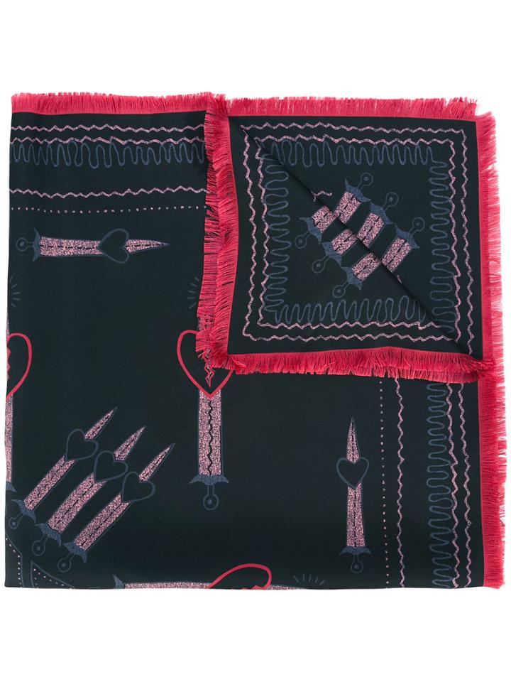 Valentino Love Blade Scarf, Women's, Black, Silk