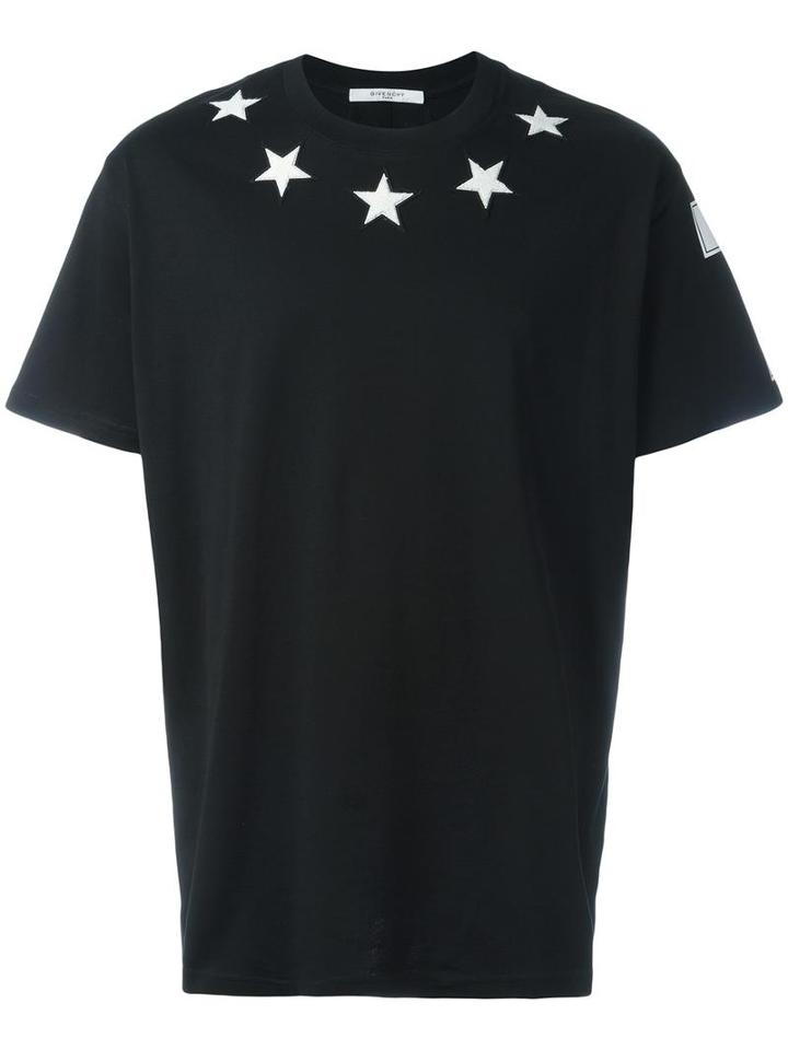 Givenchy Columbian-fit Star Appliqué T-shirt, Men's, Size: Xxs, Black, Cotton/polyester/acrylic/wool