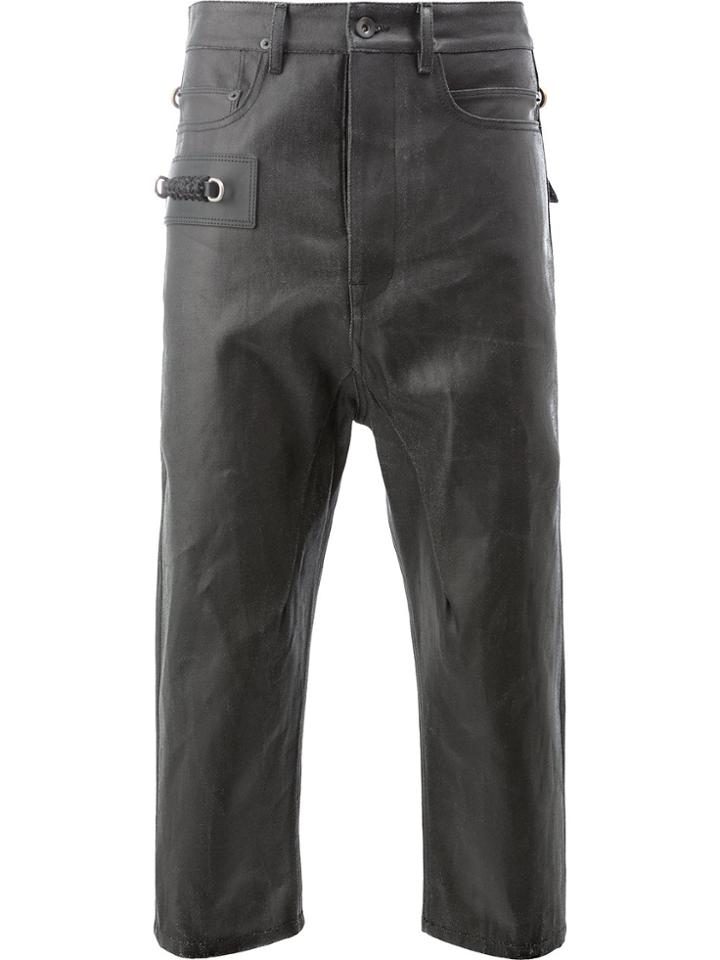 Rick Owens Leather Look Cropped Trousers - Black