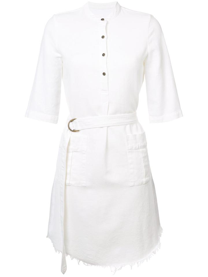 Raquel Allegra - Frayed Shirt Dress - Women - Cotton - 0, White, Cotton