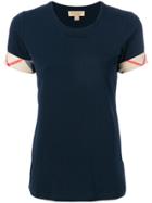 Burberry Check Cuff T-shirt - Blue