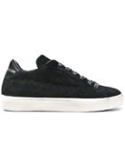 Leather Crown Glitter Lace Sneakers - Black