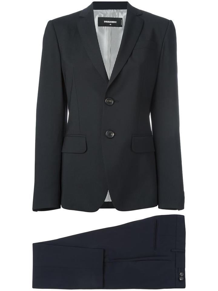 Dsquared2 Buttoned Two-piece Suit, Women's, Size: 42, Black, Virgin Wool/spandex/elastane/polyester
