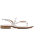 Ash Pearl Embellished Sandals - Silver