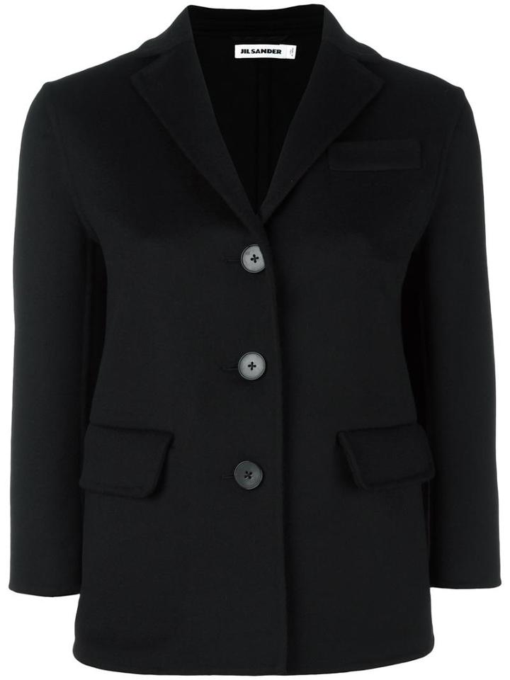 Jil Sander Flap Pockets Blazer, Women's, Size: 38, Black, Silk/cupro/cashmere