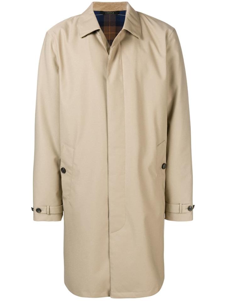 Z Zegna Mid-length Single-breasted Coat - Nude & Neutrals