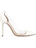 Gianvito Rossi Plexi Pumps, Women's, Size: 35.5, White, Leather/patent Leather/plexiglass