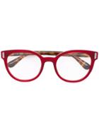 Prada Eyewear Striped Glasses, Red, Acetate