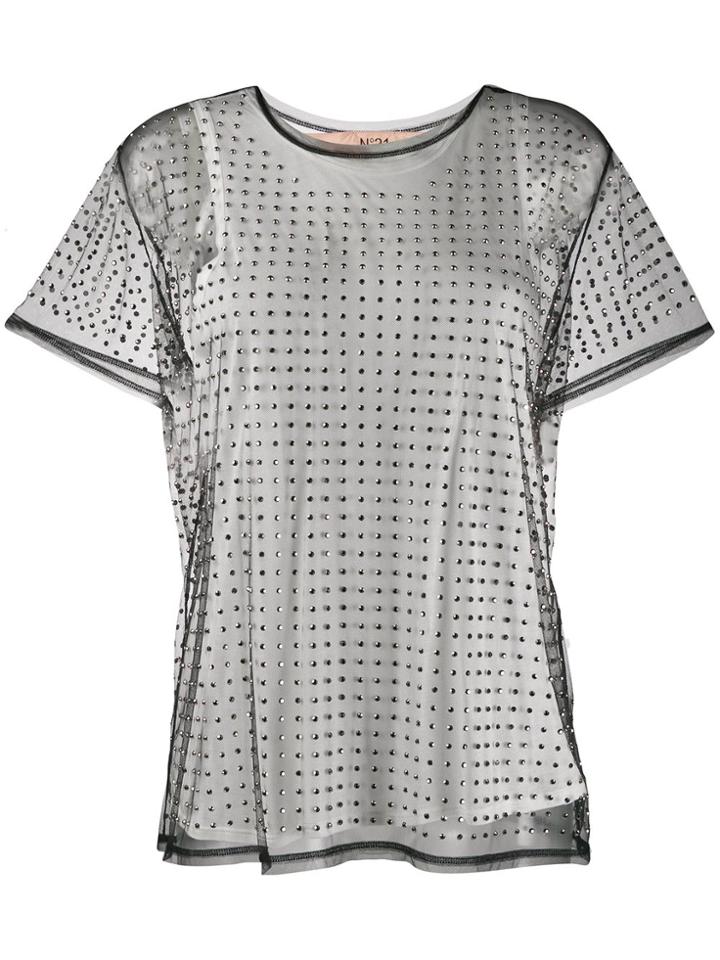 Nº21 Studded Sheer Mesh Top - Black